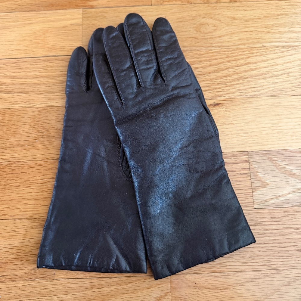 Fownes Brown Leather Gloves Cashmere Lining Womens Size 7